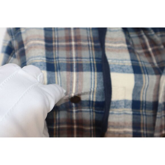 L.L. Bean Slightly Fitted Hooded Plaid Flannel Shirt M-Reg Button-Front Western - Picture 11 of 16